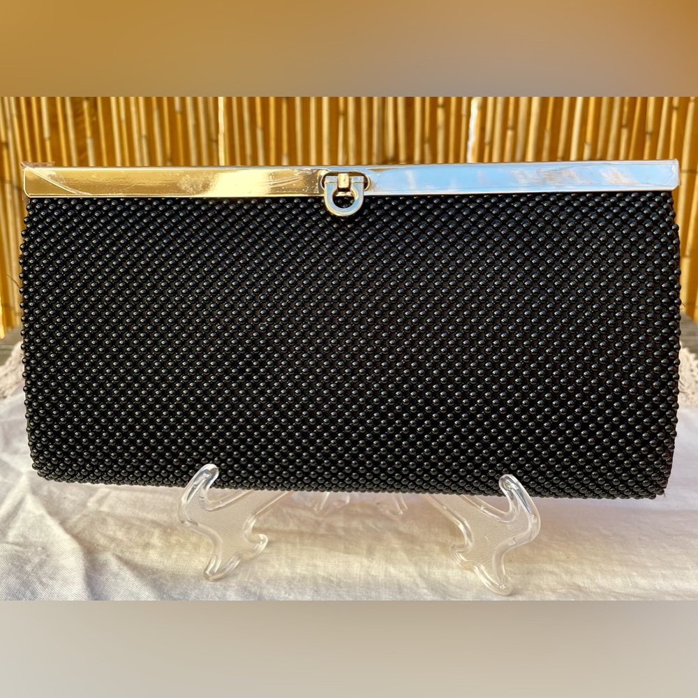 La Regale black beaded clutch